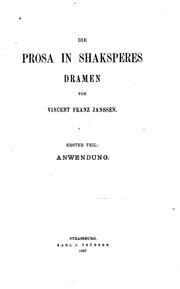 Cover of: Die Prosa in shaksperes Dramen