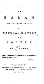 Cover of: An Essay on the Application of Natural History to Poetry