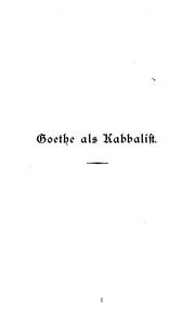 Cover of: Goethe als Kabbalist in der"faust"--tragödie