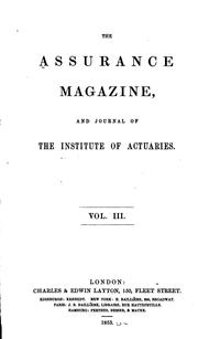 Cover of: The Assurance Magazine, and Journal of the Institute of Actuaries