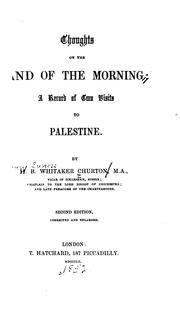 Cover of: Thoughts on the Land of the Morning: A Record of Two Visits to Palestine | 