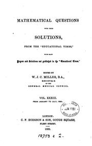 Cover of: Mathematical Questions with Their Solutions, from the "Educational Times"...