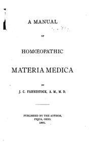 Cover of: A Manual of Homoeopathic Materia Medica