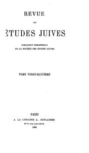 Cover of: Revue des études juives