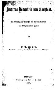 Cover of: Andreas Bodenstein von Carlstadt: Ein Beitrag zur Geschichte der Reformationszeit aus ... by 