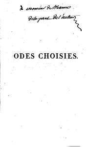 Cover of: Odes choisies, précédées d