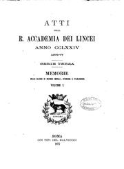 Cover of: Memorie della Classe di scienze morali, storiche e filologiche