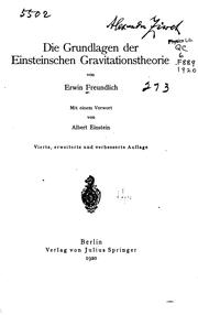 Cover of: Die Grundlagen der einsteinschen Gravitationstheorie