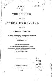 Cover of: Index to the Opinions of the Attornies [sic] General of the United States ... by 