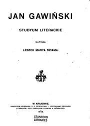 Cover of: Jan Gawinski: studym literackie by 