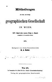Cover of: Mitteilungen der kaiserlich-königlichen geographischen Gesellschaft