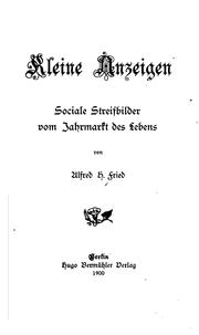 Cover of: Kleine Anzeigen: Sociale Streifbilder vom Jahrmarkt des Lebens