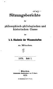 Cover of: Sitzungsberichte der Philosophisch-philologischen und historischen Classe der K.b. Akademie der ... by 