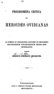 Prolegomena critica ad Heroides Ovidianas ... by Heinrich Stefan Sedlmayer