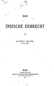 Cover of: Das indische Erbrecht by 