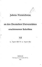 Cover of: Jahresverzeichnis der an den deutschen Universitäten erschienenen Schriften