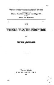 Cover of: Die Wiener Wäsche-industrie by 