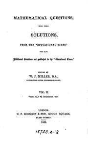 Cover of: Mathematical Questions with Their Solutions, from the "Educational Times"...