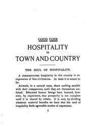 Cover of: Hospitality in Town and Country: With Usages, Formal and Informal : how to ...
