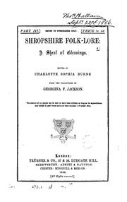 Cover of: Shropshire folk-lore, ed. by C.S. Burne, from the collections of G.F. Jackson
