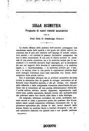 Sulla acumetria: Proposta di nuovi metodi acumetrici ... by Giuseppe Gradenigo