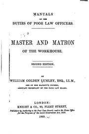 Cover of: Master and Matron of the Workhouse by 