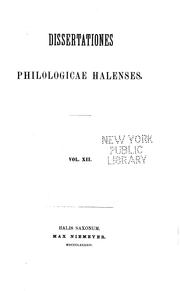 Cover of: Dissertationes Philologicae Halenses