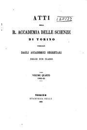 Cover of: Atti della R. Accademia delle scienze di Torino