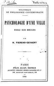 Cover of: Psychologie d'une ville: essai sur Bruges
