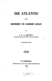 Cover of: Die Atlantis nach griechischen und arabischen Quellen