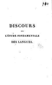 Cover of: Discours sur l'étude fondamentale des langues: lu a l'Académie russe dans la séance du 18 juin 1821 by Ivan Aleksandrovich Gulʹi︠a︡nov