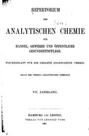 Cover of: Repertorium der analytischen Chemie für Handel, Gewerbe und öffentliche ...