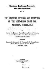 Cover of: The Stanford Revision and Extension of the Binet-Simon Scale for Measuring Intelligence