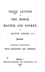 Cover of: Three Letters on the Horse, Master, and Donkey