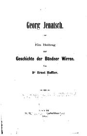 Cover of: Georg Jenatsch: Ein Beitrag zur Geschichte der Bündner Wirren by 