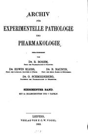 Cover of: Archiv fuer experimentelle pathologie und pharmakologie by 