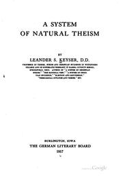 Cover of: A System of Natural Theism