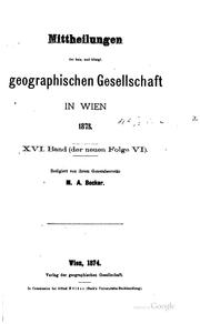 Cover of: Mitteilungen der kaiserlich-königlichen geographischen Gesellschaft