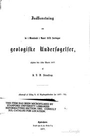 Cover of: Indberetning om de i Grønland i aaret 1876 foretagne geologiske undersøgelser