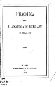 Cover of: Pinacoteca della R. Accademia di belle arti in Milano