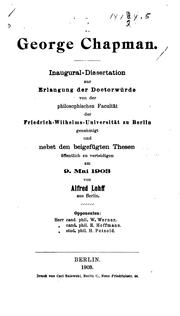 George Chapman... by i.e. Karl Franz Otto Alfred Lohff