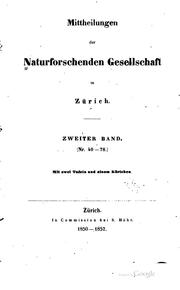 Cover of: Mittheilungen der Naturforschende Gesellschaft in Zürich