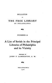 Cover of: Bulletin of the Free Library of Philadelphia