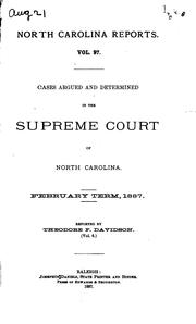 Cover of: North Carolina Reports: Cases Argued and Determined in the Supreme Court of ...