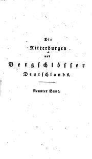 Cover of: Die Ritterburgen und Bergschlösser Deutschlands by 