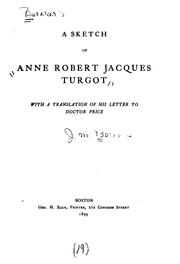 Cover of: A Sketch of Anne Robert Jacques Turgot, with a Translation of His Letter to Doctor Price: With a ...
