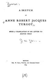 Cover of: A Sketch of Anne Robert Jacques Turgot, with a Translation of His Letter to Doctor Price: With a ... by 