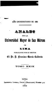 Cover of: Anales de la Universidad Mayor de San Marcos