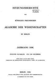 Cover of: Sitzungsberichte der preussischen Akademie der Wissenschaften by 
