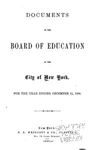Cover of: Documents of the Board of Education of the City of New York